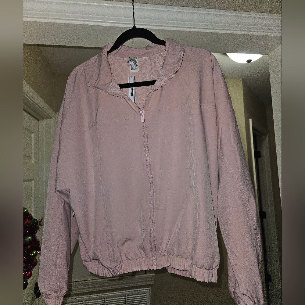 Victoria Secret tech stretch full zip jacket light pink size large